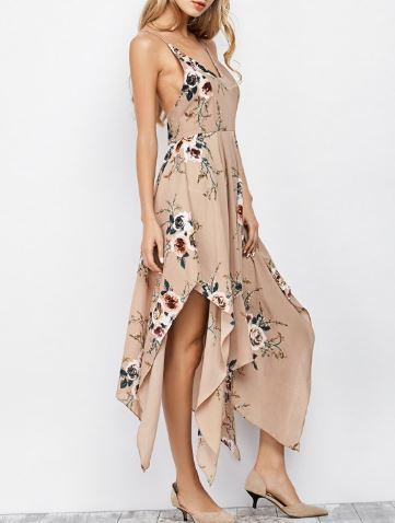 Floral Maxi Handkerchief Casual Slip Dress