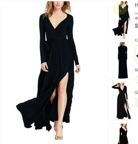 Honey Black Long-Sleeved High Slit Maxi Dress Chic Online